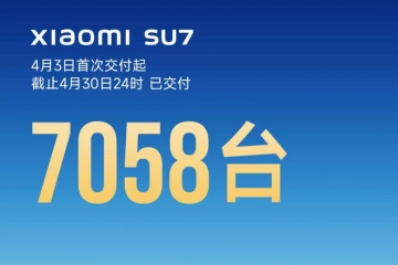 小米SU7 4月交付量达7058台，累计锁单量突破88000台 
